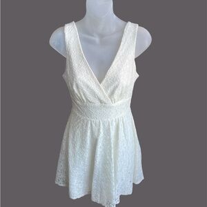 Teeze me mini ivory white fit & flare eyelet dress size 3  Y2K